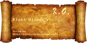 Klett Olivér névjegykártya